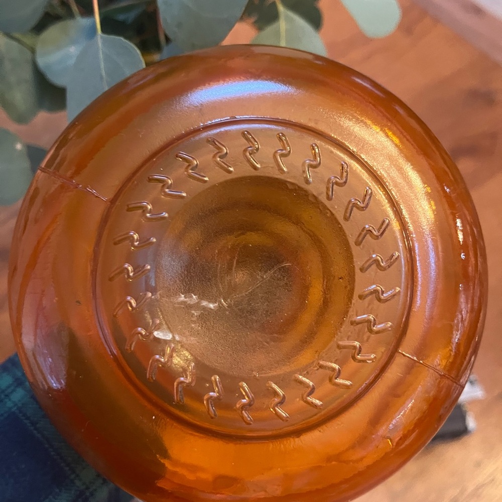 Vintage Amber Optic Swirl Genie Bottle MCM Glass Vase - Picture 2 of 6